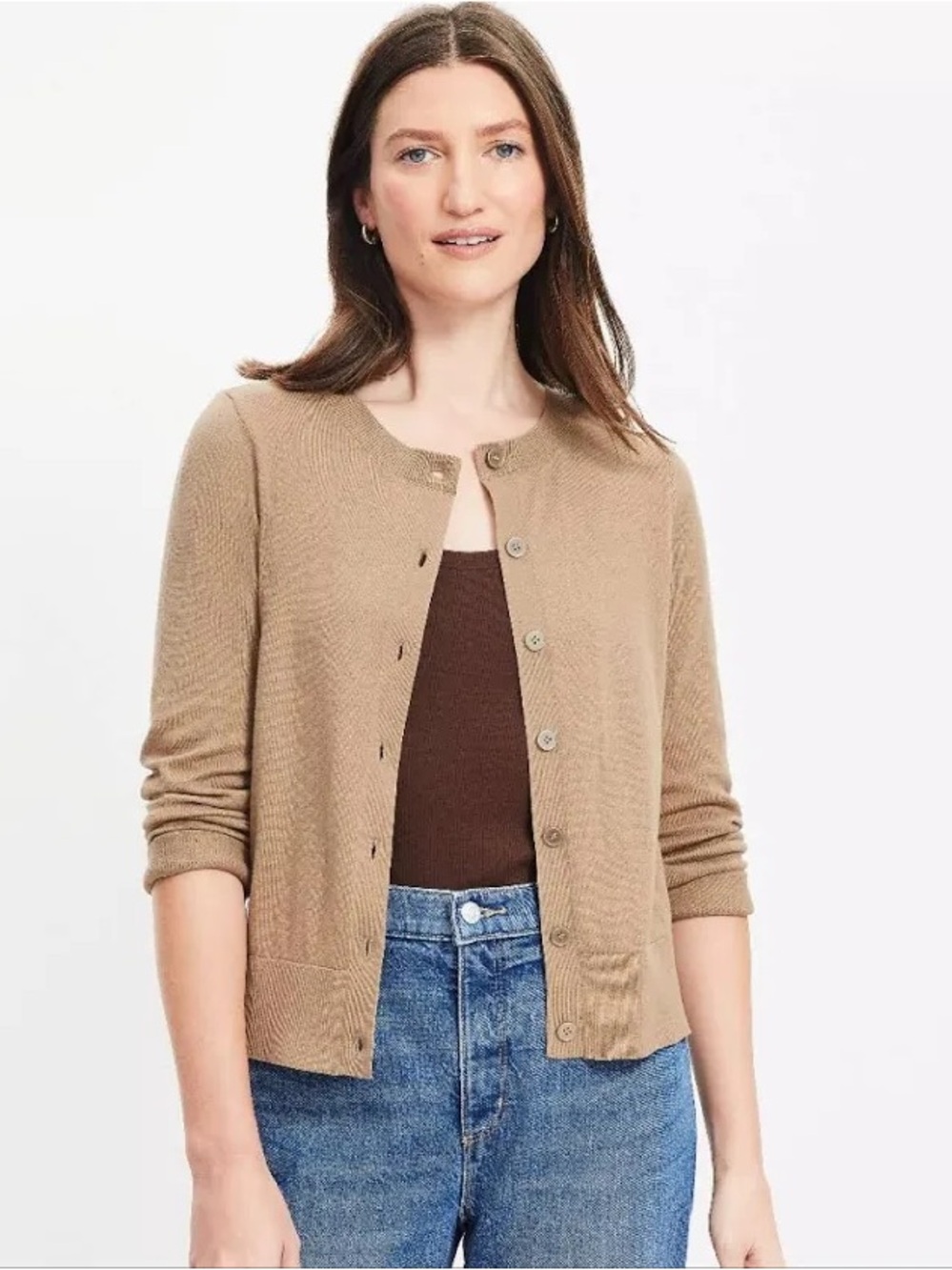 Loft Cobalt Blue Crewneck Button Cardigan